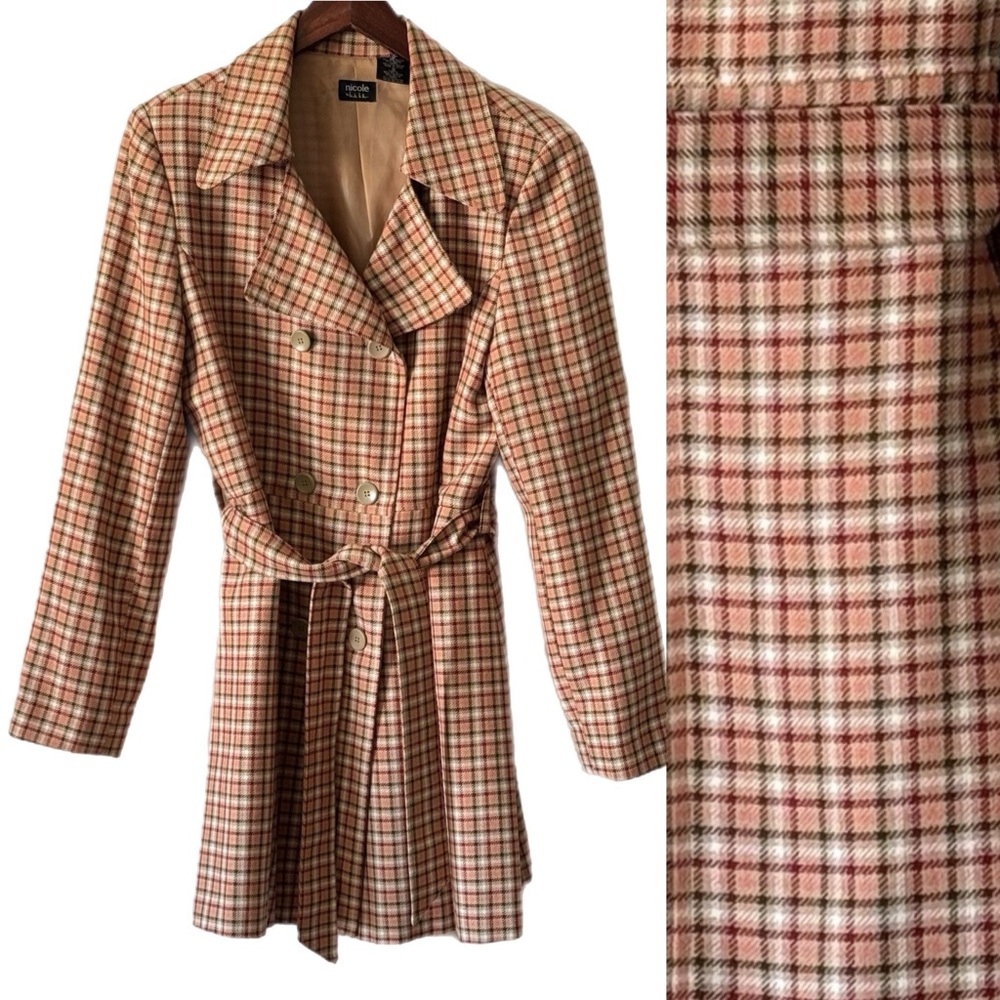 NICOLE by NICOLE MILLER Jacket Blazer Trench Coat Plaid Sz 12